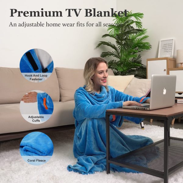 Wearable cosy snuggle blanket, blue 140 x 170cm