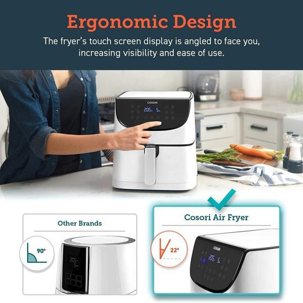 COSORI Air Fryer XXL 5.5L, 100 Recipe Book, Non-Stick, White