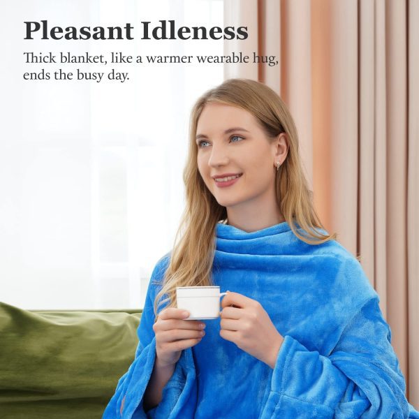 Wearable Cosy Snuggle Blanket, Blue 140 x 170cm