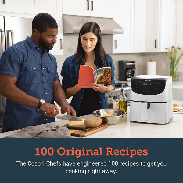 Cosori air fryer xxl 5. 5l, 100 recipe book, non-stick, white