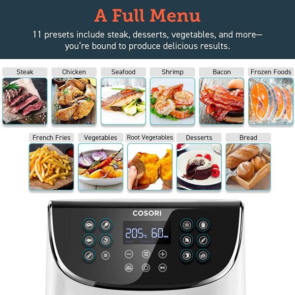 Cosori air fryer xxl 5. 5l, 100 recipe book, non-stick, white