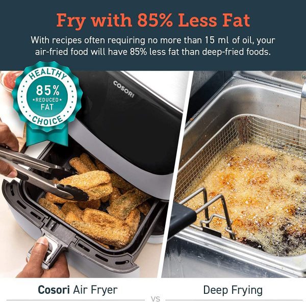 Cosori air fryer xxl 5. 5l, 100 recipe book, non-stick, white