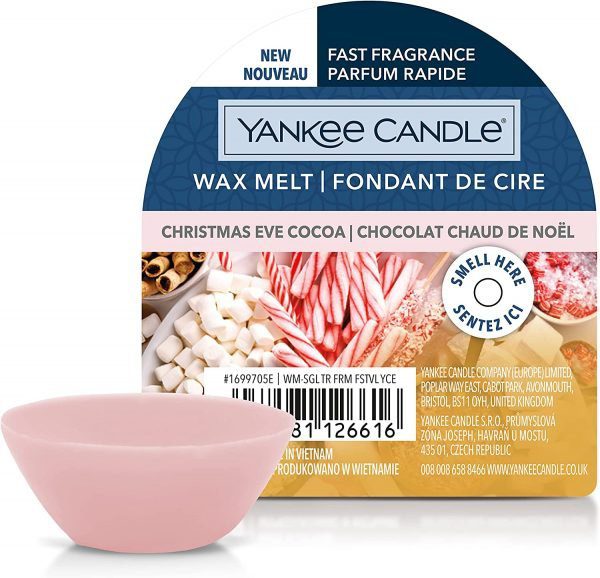 Yankee candle wax melt, christmas eve cocoa