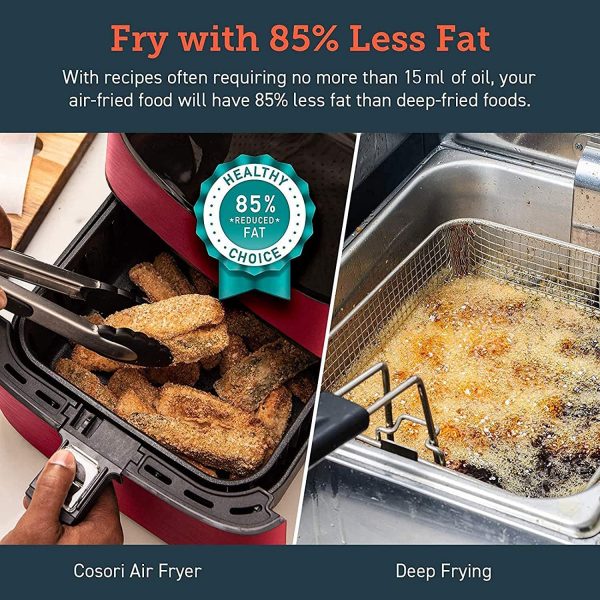 COSORI Air Fryer XXL 5.5L, 100 Recipe Book, Non-Stick, Red