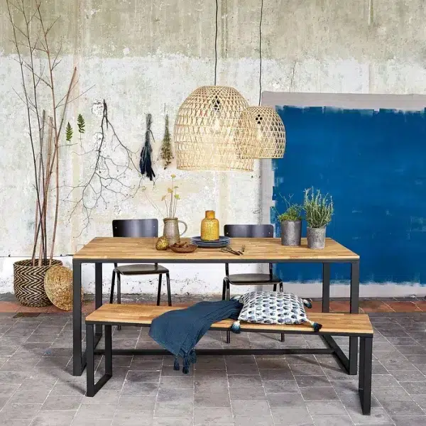 Oak & steel, hiba dining table seats up to 8