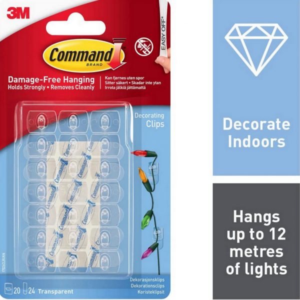 Command 17026clr clear decorating clips - easy off