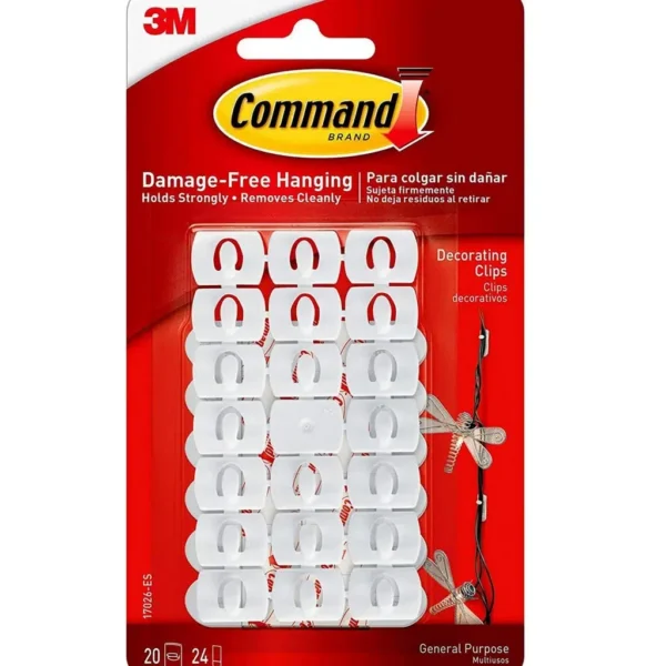 Command 17026CLR White Decorating Clips - Easy Off x 20