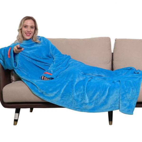 Wearable cosy snuggle blanket, blue 140 x 170cm
