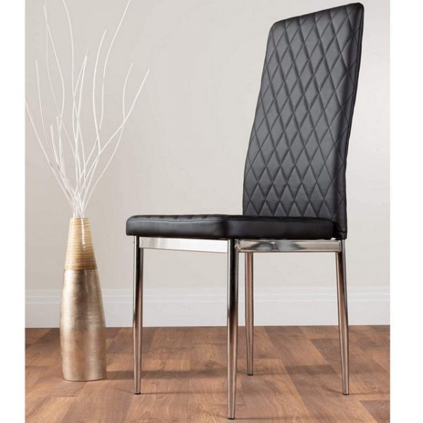 Uk milan faux leather black dining chairs x 4