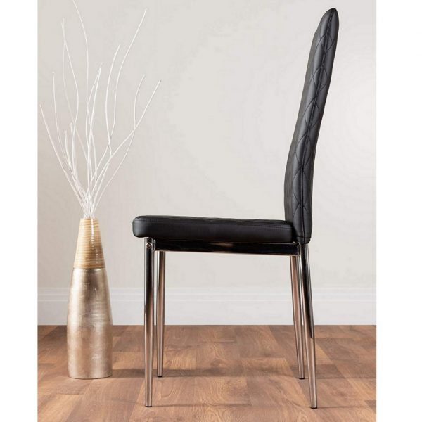 Uk milan faux leather black dining chairs x 4
