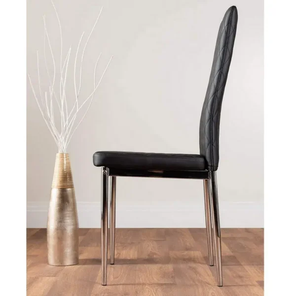 UK Milan Faux Leather Black Dining Chairs x 4