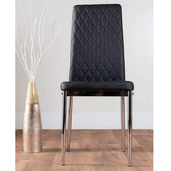 Uk milan faux leather black dining chairs x 4
