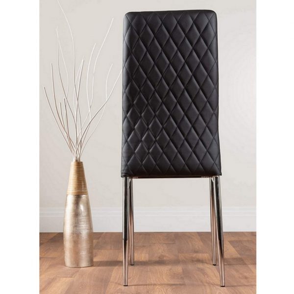 Uk milan faux leather black dining chairs x 4