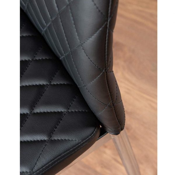 Uk milan faux leather black dining chairs x 4
