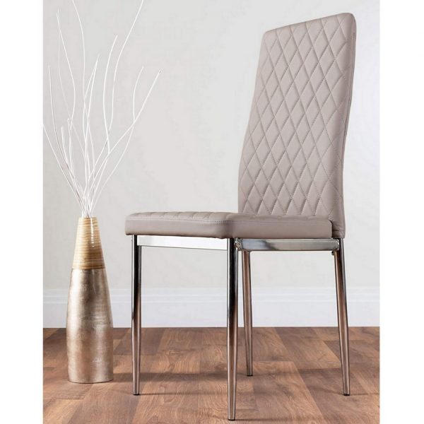 Uk milan faux leather cappuccino grey dining chairs x 4