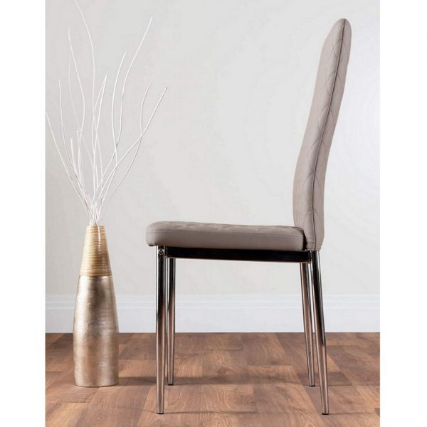 Uk milan faux leather cappuccino grey dining chairs x 4