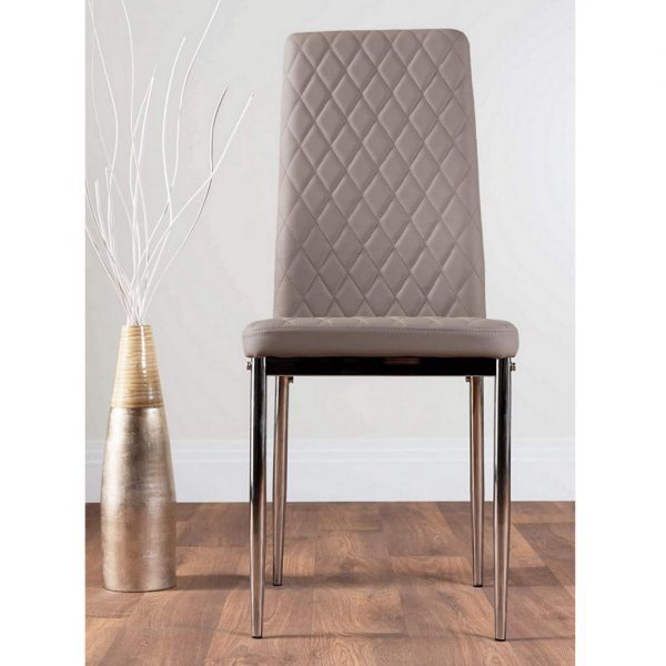 Uk milan faux leather cappuccino grey dining chairs x 4