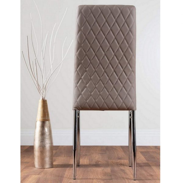 Uk milan faux leather cappuccino grey dining chairs x 4