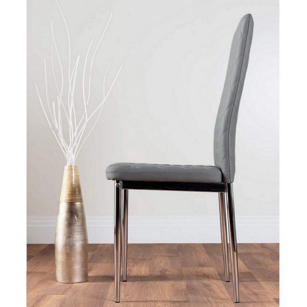 UK Milan Faux Leather Elephant Grey Dining Chairs x 4