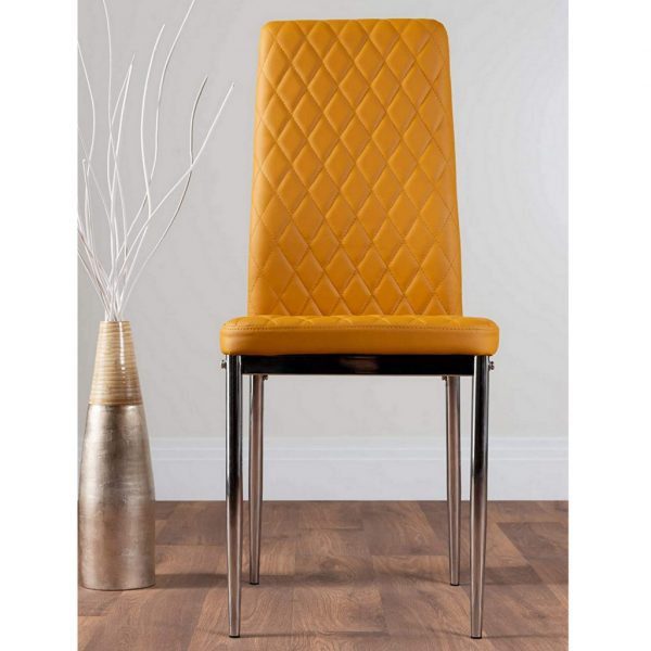 UK Milan Faux Leather Mustard Yellow Dining Chairs x 4