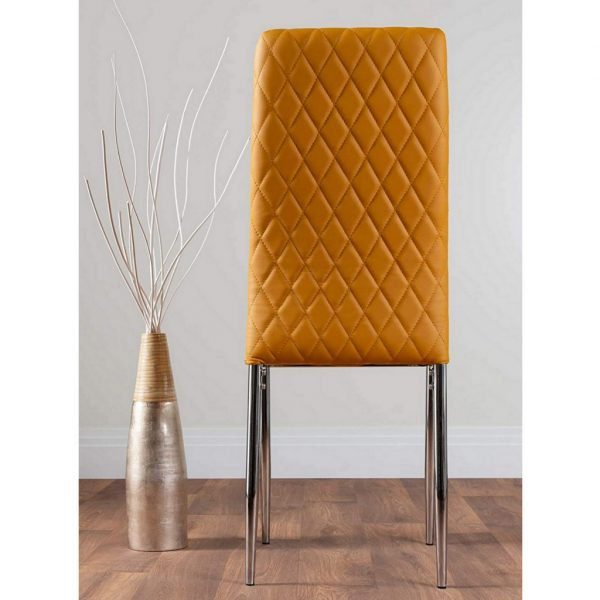 Uk milan faux leather mustard yellow dining chairs x 4