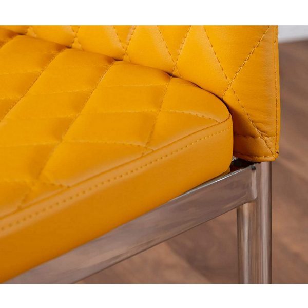 Uk milan faux leather mustard yellow dining chairs x 4