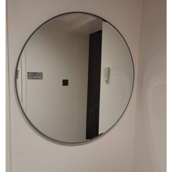 Apartment Round Wall Mirror, 75cm, Black
