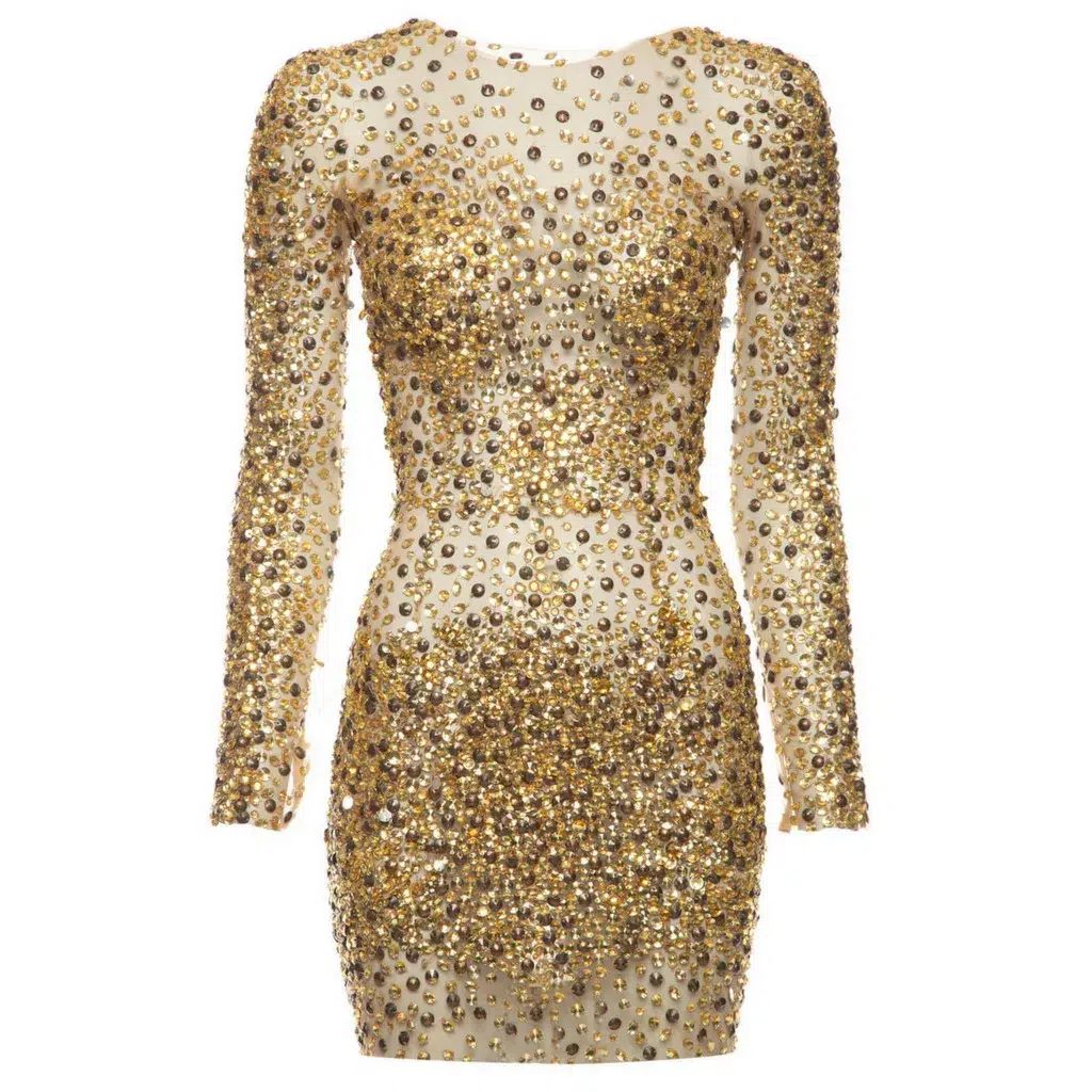 Stunning zuhair murad mesh beaded gold dress - size 4 Stunning zuhair murad mesh beaded gold dress - size 4