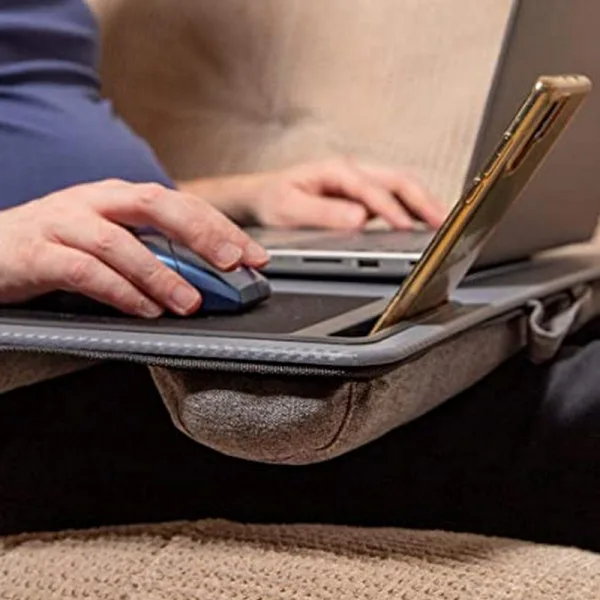 Ingenious large lap desk tray with mobile phone holder