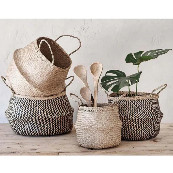 Ekuri basket - black & natural - small 30cm dia