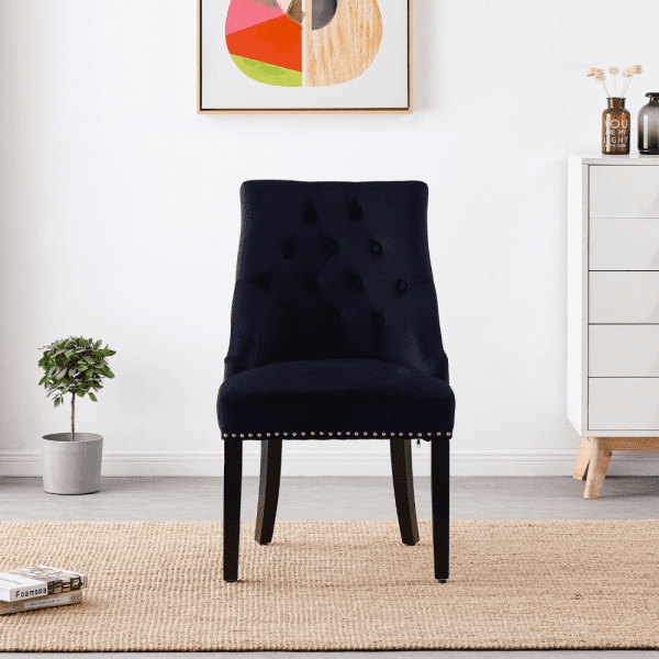 4 x Windsor Velvet Knocker Dining Chairs - Black