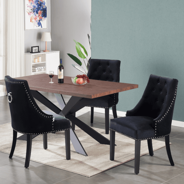 4 x windsor velvet knocker dining chairs - black