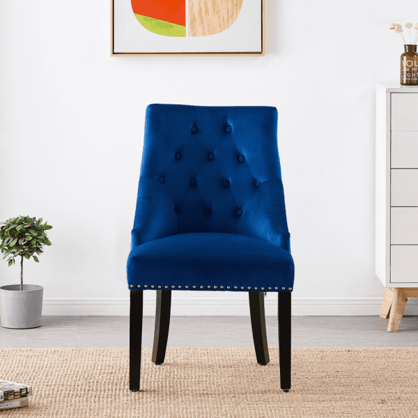 4 x Windsor Velvet Knocker Dining Chairs - Blue