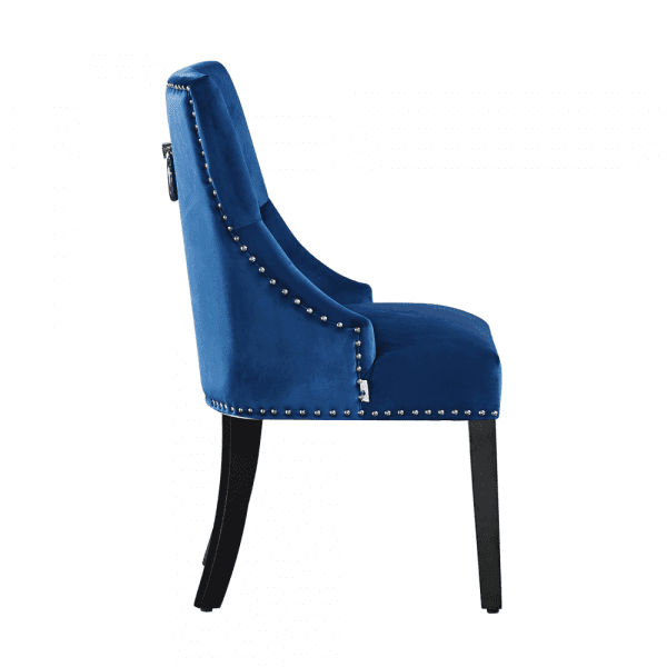 4 x windsor velvet knocker dining chairs - blue