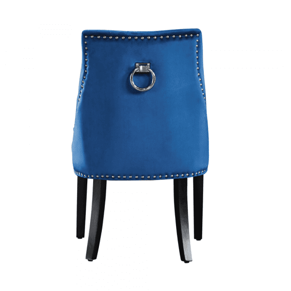 4 x windsor velvet knocker dining chairs - blue