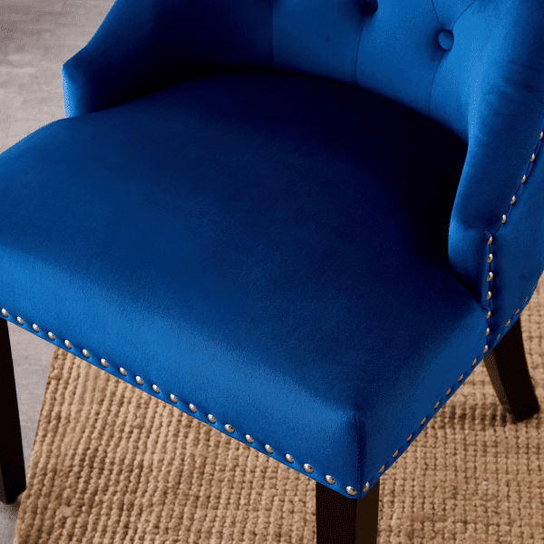 4 x windsor velvet knocker dining chairs - blue