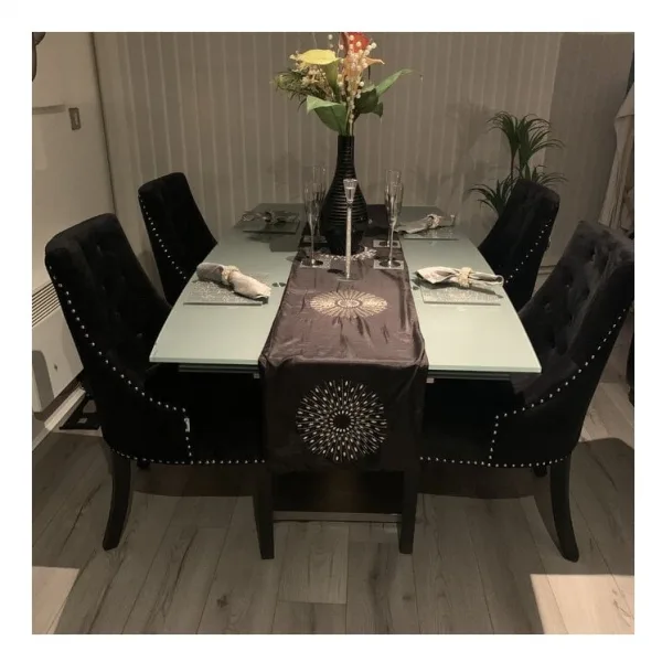 4 x windsor velvet knocker dining chairs - black