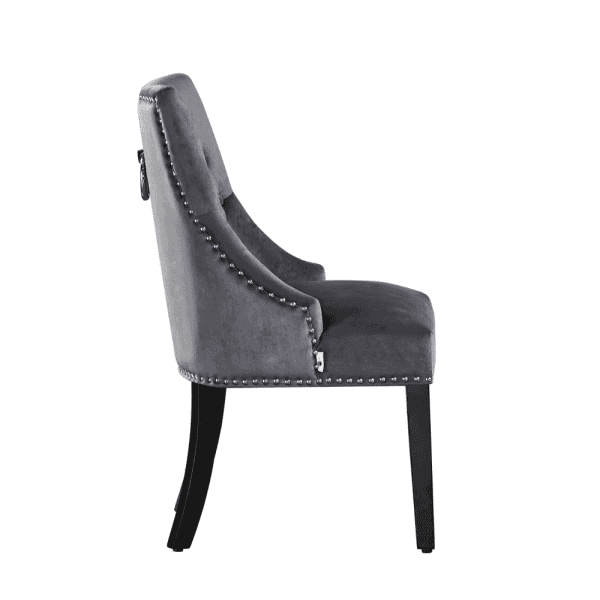 4 x windsor velvet knocker dining chairs - dark grey