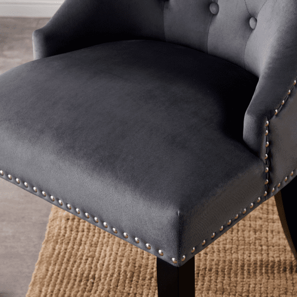 4 x windsor velvet knocker dining chairs - dark grey