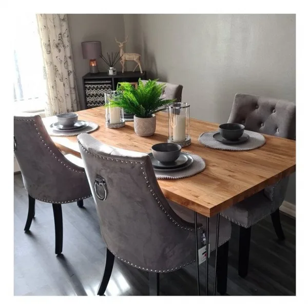 4 x windsor velvet knocker dining chairs - dark grey