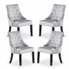 4 x Windsor Velvet Knocker Dining Chairs - Light Grey