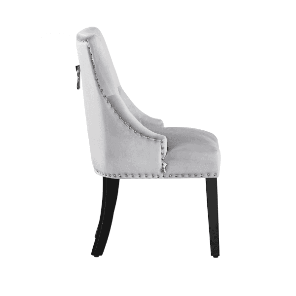 4 x windsor velvet knocker dining chairs - light grey
