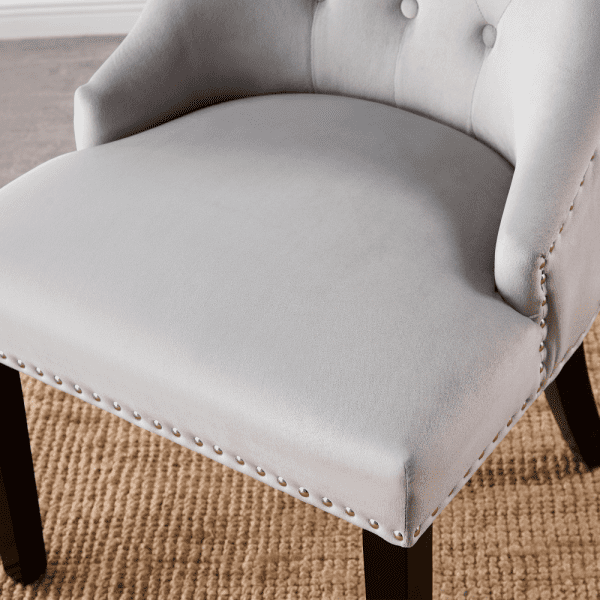 4 x windsor velvet knocker dining chairs - light grey