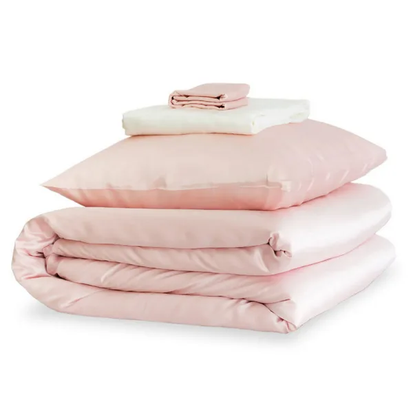 Precious Pink & Ivory Silk Duvet Set - All Sizes