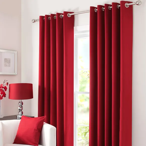 Solar red blackout eyelet curtains, all sizes