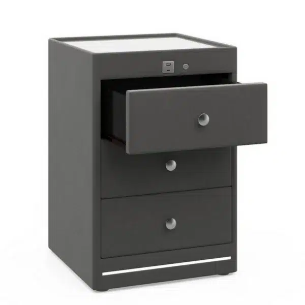 Kuban usb charging bedside table, anthracite grey