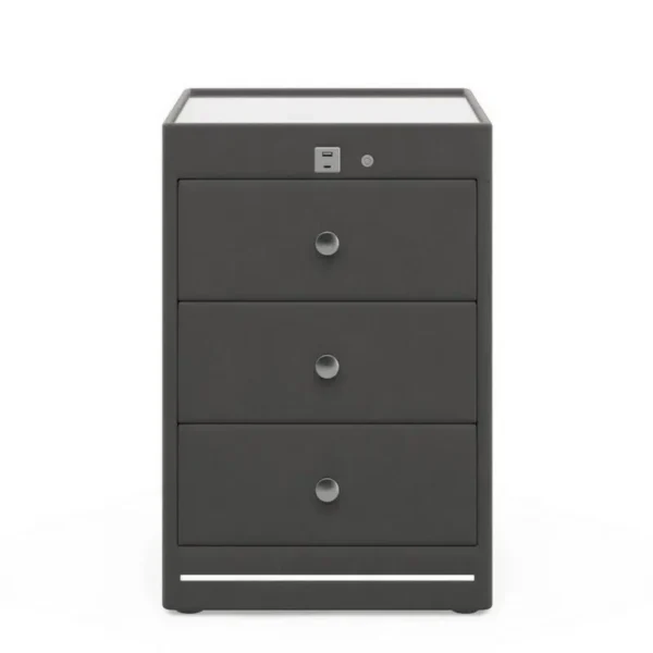 Kuban USB Charging Bedside Table, Anthracite Grey