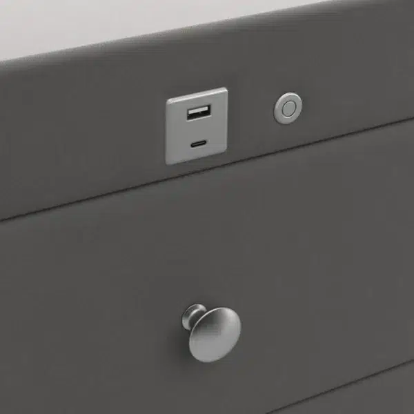 Kuban usb charging bedside table, anthracite grey