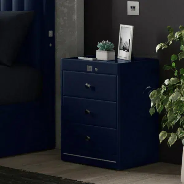 Kuban usb charging bedside table, deep blue