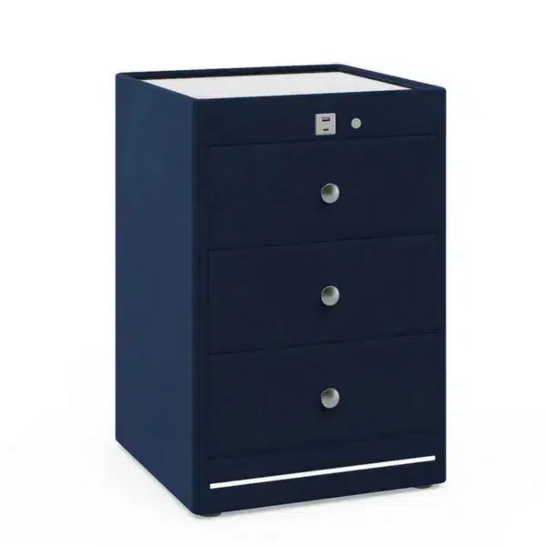 Kuban USB Charging Bedside Table, Deep Blue